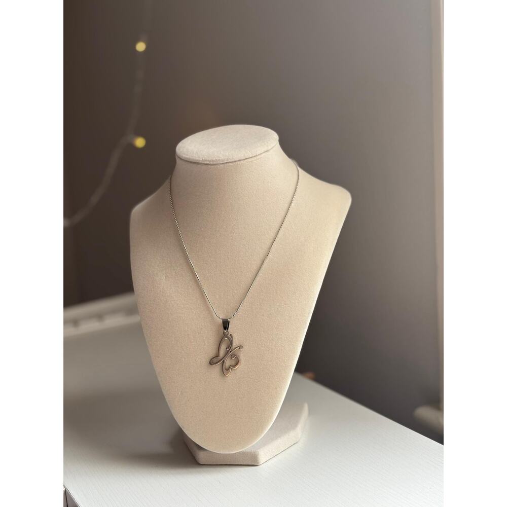 Butterfly Necklace Stainless Steel Minimal Pendant Dainty Gift Jewelry - Picture 3 of 7